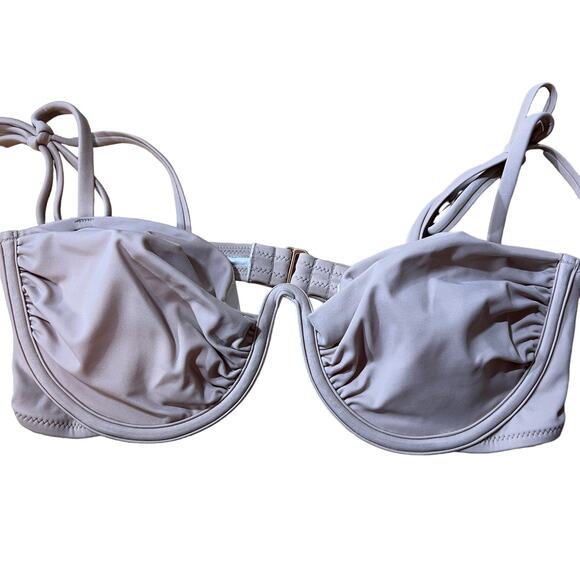 Shade & Shore Women's Light Brown Shoulder Tie Underwire Bikini Top - 36B - NWT - Picture 4 of 11
